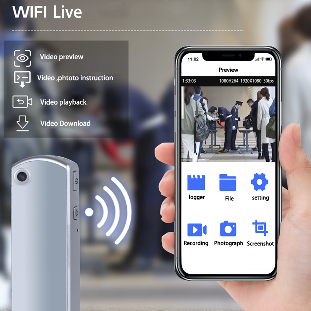 Мини аудио угла взгляда WAV видеокамеры H.265 полиции WIFI водоустойчивое широкое