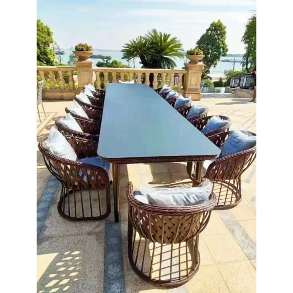 Modern Design Custom Cast Aluminum Outdoor Metal Round Dining Table Set for Patio