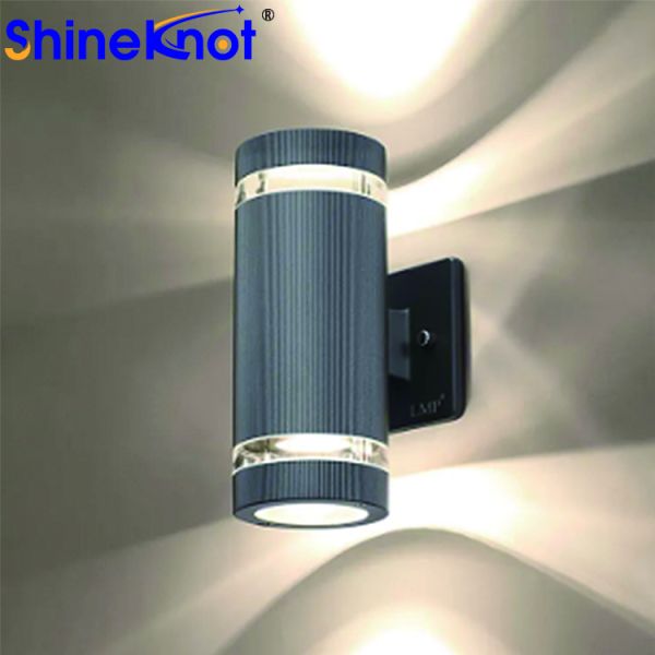 Long Lifespan Modern 12W Black Wall Light With Two Head Transparent Cover By Gu10 Spotlight 2Pcs