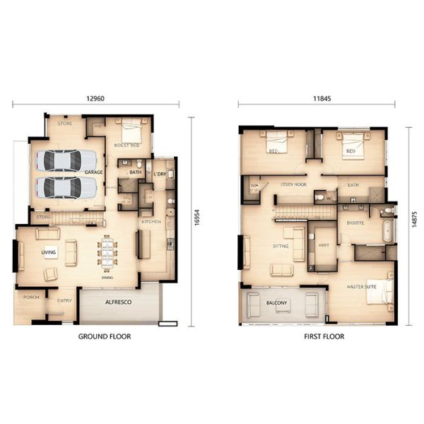Luxury Prefab Houses 2 Storey Design Waterproof With 3 Bedrooms