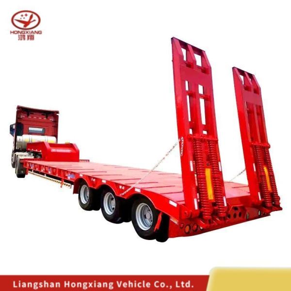 Grade Heavy Duty 3 Axle Low Flatbed Semi Trailer Chassis for Container Transport