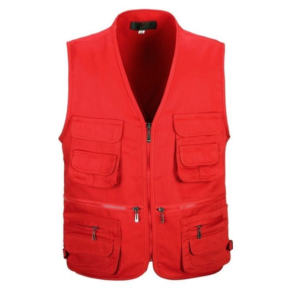 Outdoor Men's Multi Pocket Cotton Fishing Photography Jacket Vest Plus Size Waistcoats
