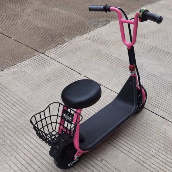 8 Inch Electric Scooter with Basket and Seat Max Speed 15km/h Range Per Charge 8-10KM