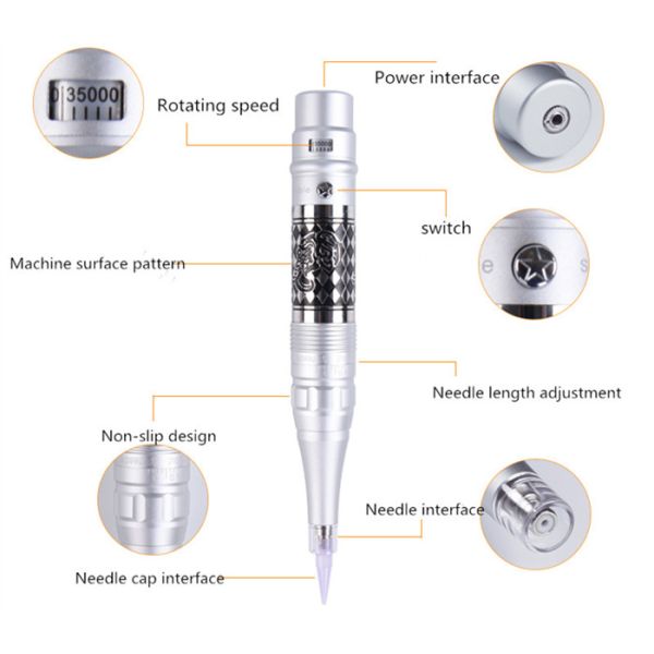 Lip Eyelines Cosmetic Tattoo Machine Pen , Semi Throwing Microblading Tattoo Machine