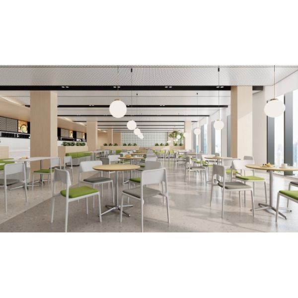 Ergonomic Restaurant Chair And Table One Piece Padded Cushion Molded PP Chair