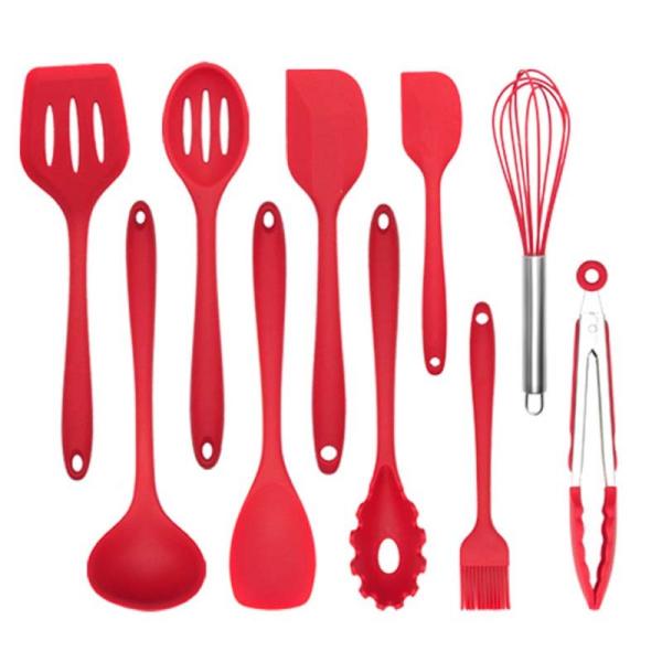 10 Piece Silicone Kitchen Cooking Utensil Set LFGB