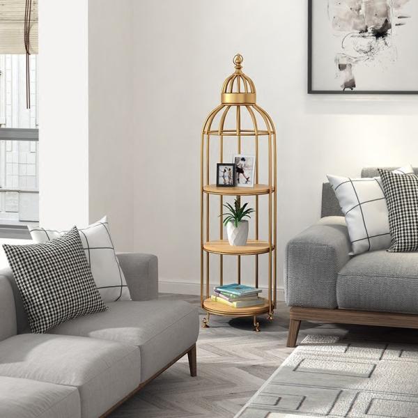 Interior Decoration Metal Display Racks And Stands Creative Bird Cage Shape Flower Shelf