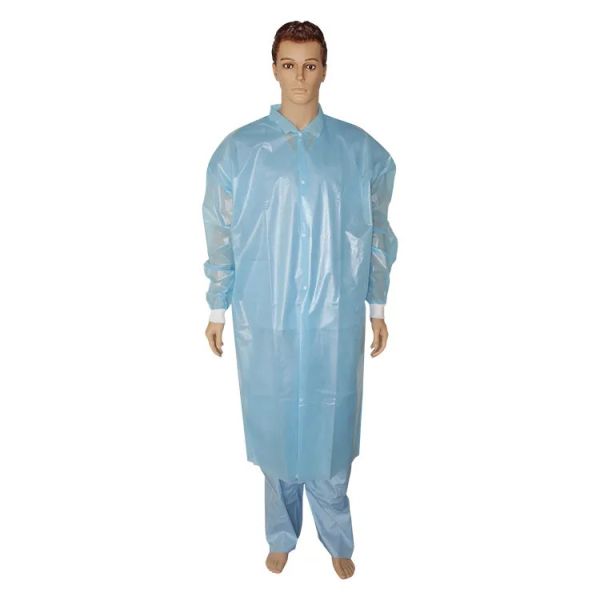 wholesale polyethylene lab coat disposable Plastic Visitor coat/Pe Lab Coat water proof