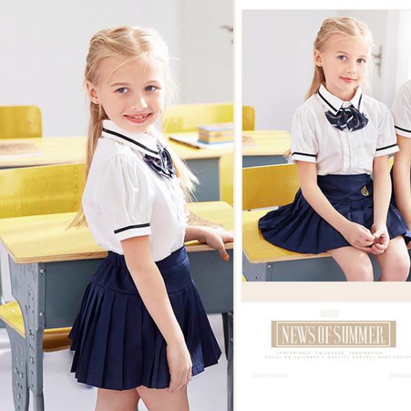 Kids British Kindergarten Primary School Uniform White Short Sleeve Shirt Sets