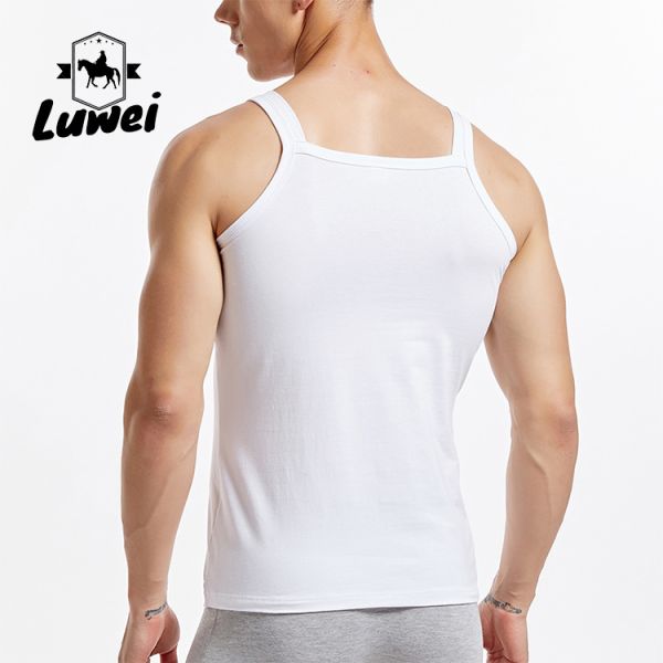 Organic Cotton Men Workout Tank Top Bodybuilding Crop Gym Stringer Vest