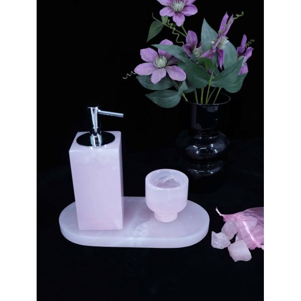 Jade Pink Marble Serving Tray Polished Long Lasting Marble Jewelry Plate