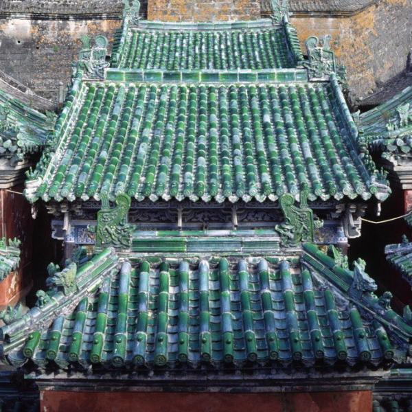 Pagoda Green Chinese Glazed Roof Tiles Buddhist Temple 220mm 200mm