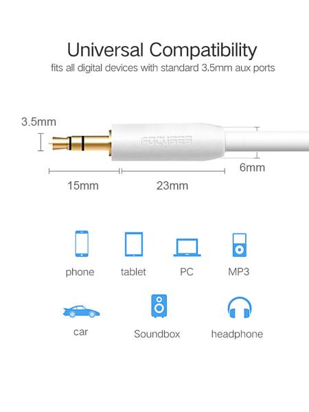 Metallic Protective Stereo Aux Cable Gold Plated 3.5 Mm Audio Aux Cable