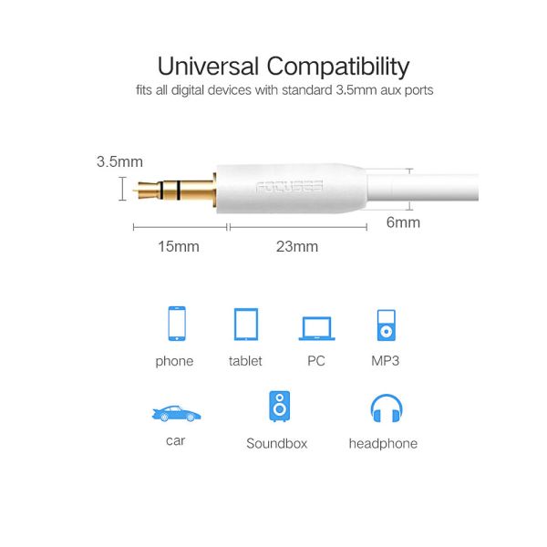 OEM PVC 3.5 Mm Audio Jack To Aux Cable Wire Gold Plated Audio Auxiliary Cord