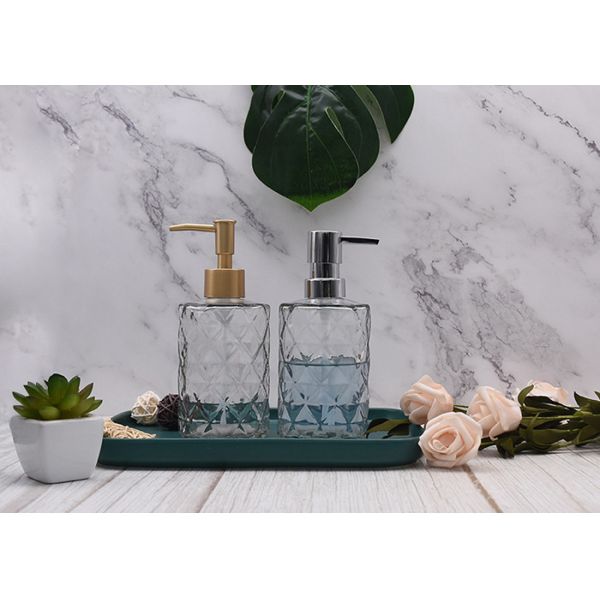 Soap Empty Glass Jars 500ml Hand Sanitizer Bottle With Stainless Steel Pump