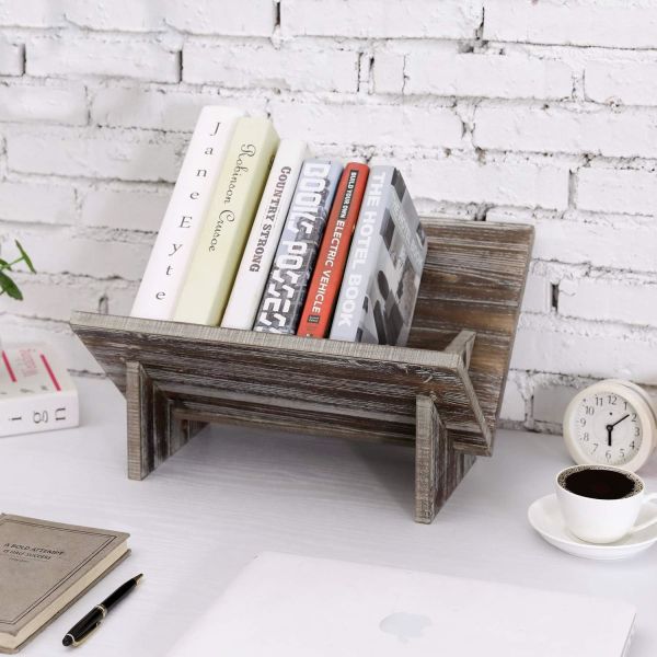 Living Room Wooden Book Display Retro Style Organizer for Magazine Book Files Albums