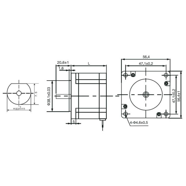 4wires NEMA23 stepping motor 3.5N.m(500oz-in) motor length 115mm shaft diameter 8.0mm 4.0A