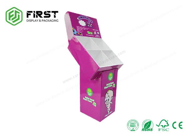 Customized 8 Grids Folding Corrugated Cardboard POP Displays Floor Stands For Supermarket