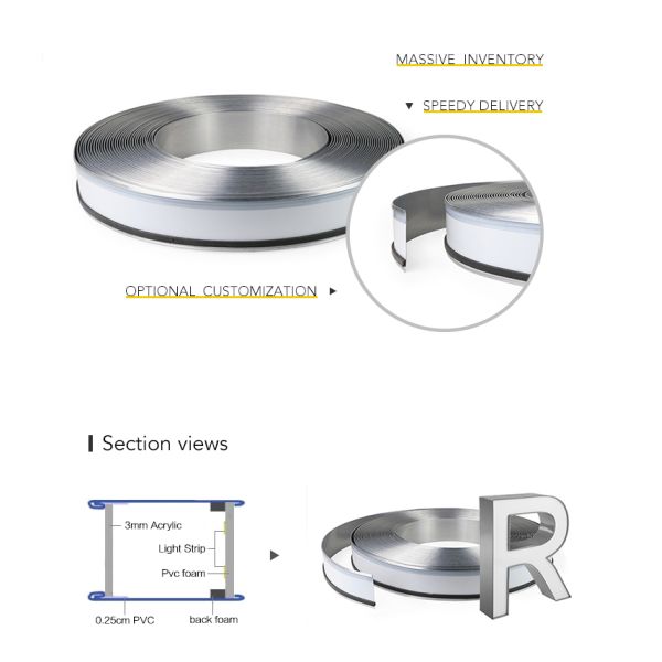 U Channel Channelume Aluminum , Sign Trim Cap High Strength Easy Installation