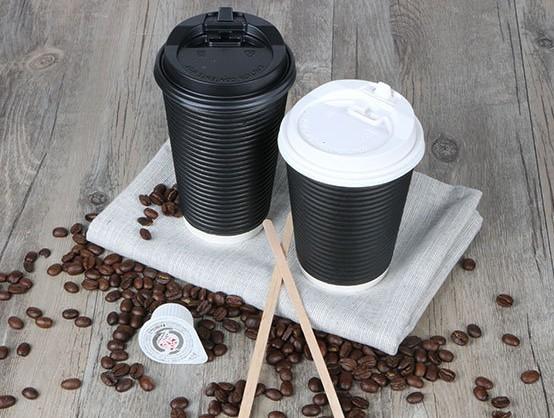 Customized Triple Wall Paper Coffee Cups , Biodegradable Disposable Ripple Coffee Cups