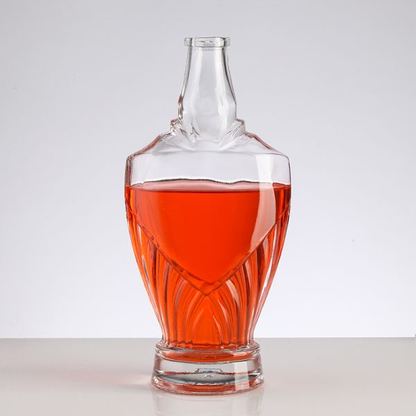 Custom Design Round Shape 750ml Glass Whisky Bottle with Cork and Clear