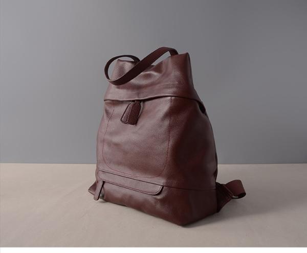 Top Layer Leather Backpacks Women Double Shoulder Bags for Travelling