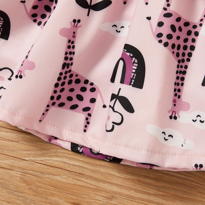 90cm 35in Pink Casual Animal Printed Shirt Sling Top Pink Summer Skirt OEM