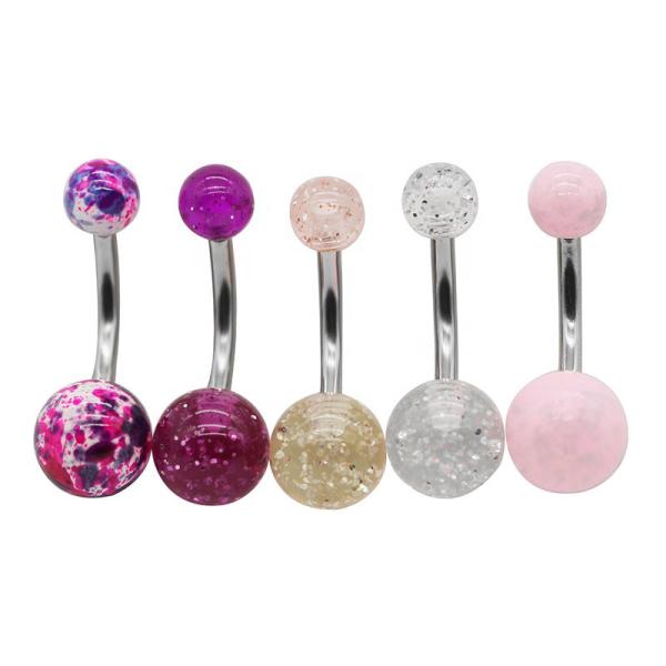 Acrylic Beads Double Belly Button Piercing Jewelry 14ga Rainbow Colors