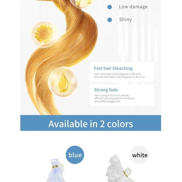 500ml Blue Hair Bleaching Powder Mix At 1:2 Ratio Dust Free OEM Available Factory Wholesale