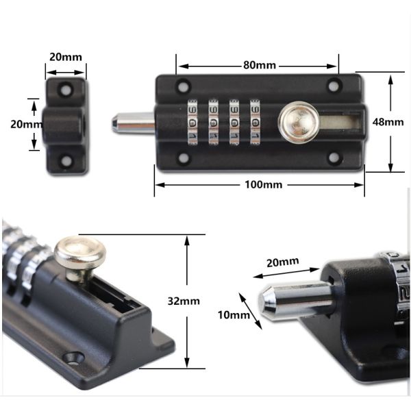 Sliding Door Bolt Lock Waterproof Padlock Password Bolt Lock Door and Anti-rust Cabinet Combination Padlock Mechanical with Pass