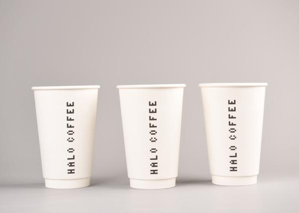 16oz 400ml Coffee to Go Paper Cups Double Wall Paper Cups with Black Lids