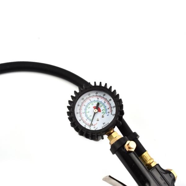 200 PSI Gun Air Chuck Gauge Inflator Hose Pressure Gauge Mechanical Bottom Mount