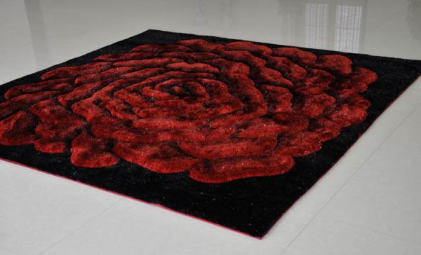 3D Flower Polyester Silk Shaggy Carpet And Rug Floor Area Rug Rose Rug flower carpet