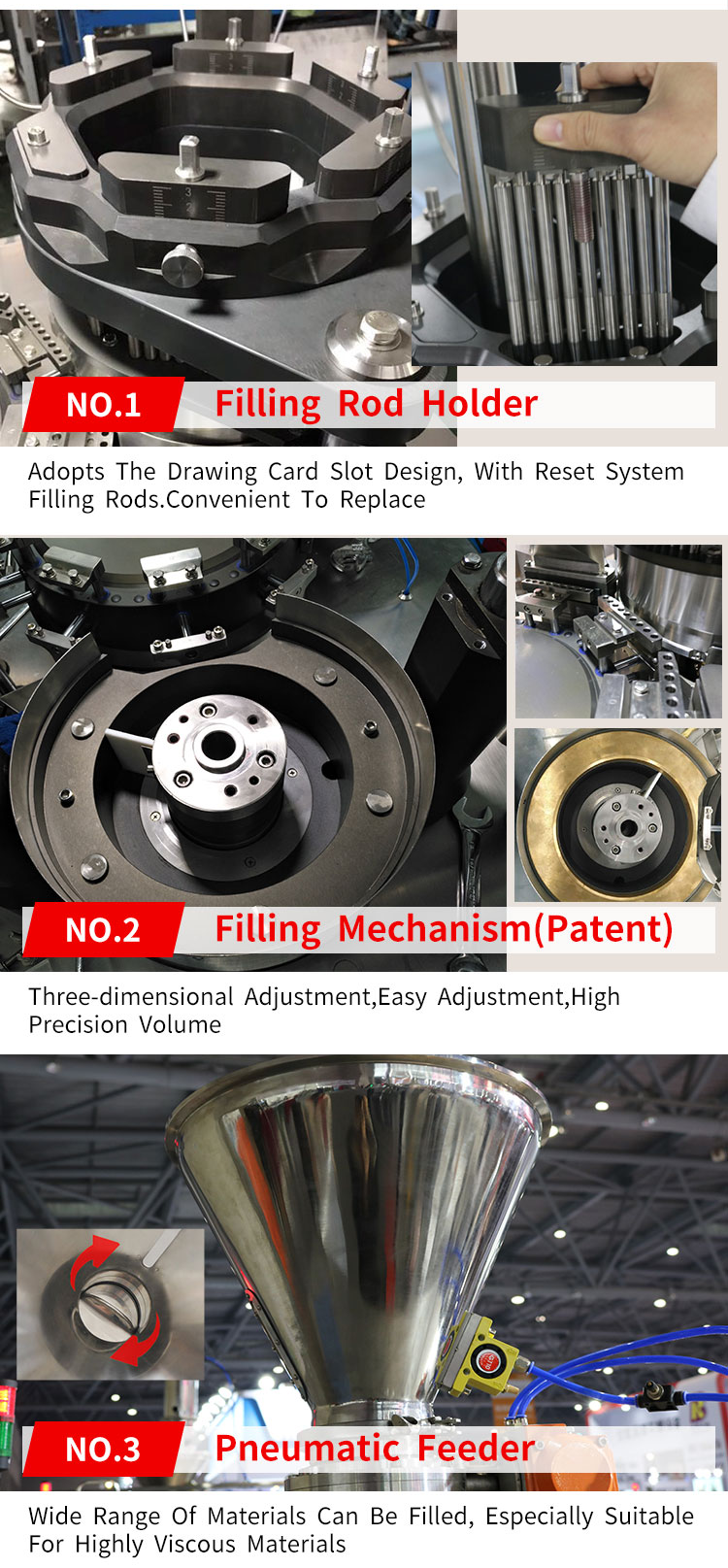 Foodstuff 3 Mould Bores Hard Gelatin Capsule Filler PLC Control