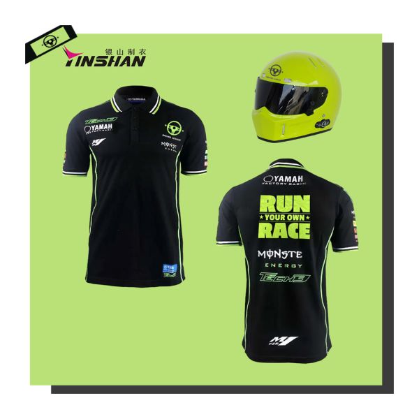 Wicking Breathable Custom Design Pit Crew Team Motorcycle Polo Shirt