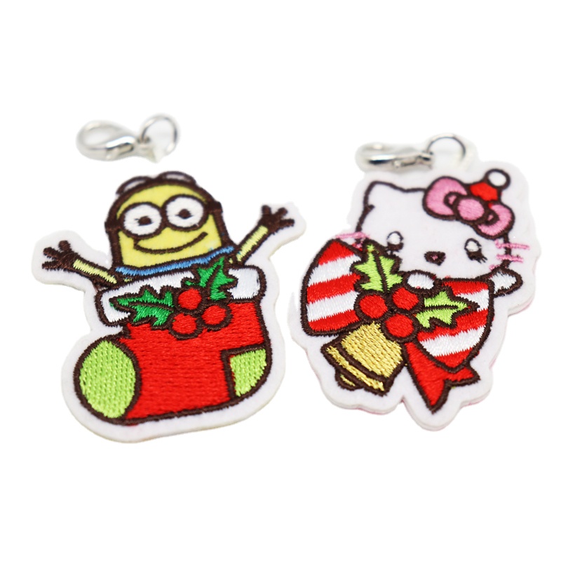 Processing Customized Name Words Logo Design and Production of Long Pendant Computer Embroidery Key Chain
