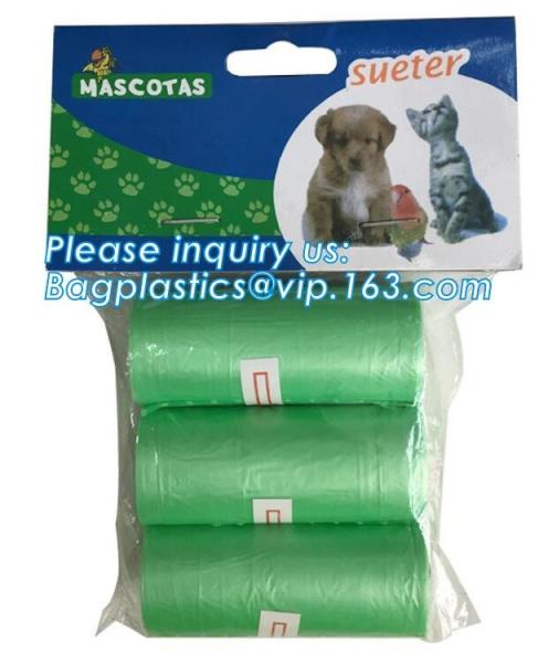 LED Flashlight Dog Waste Bag Dispenser Holder with Pet Waste Bag Poop Roll Bags, BPI ASTM D6400 EN13432 Approval Customi