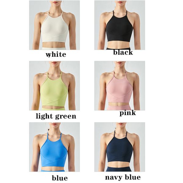 High Collar Yoga Vest Sling Fitness Strap Womens Sports Bra Shockproof Female Workout Clothing