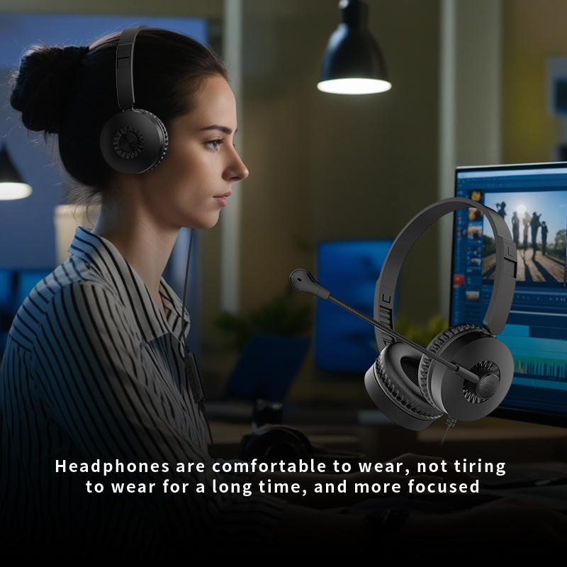 JTY- K3 Head mounted wired headphones with microphone and wired control USB/Type-C/3.5mm multi interface online course learning, customer service, computer headset support OEM/ODM customized products