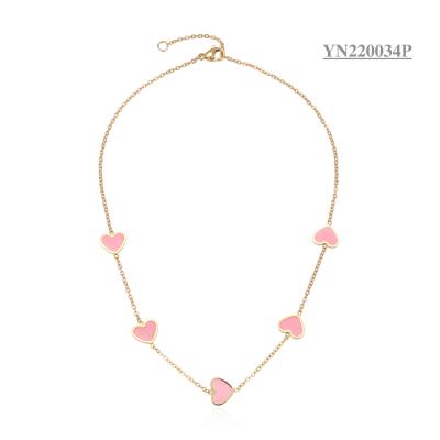 40CM 18k Gold Stainless Steel Necklace 5 Heart Trendy Luxury Jewelry
