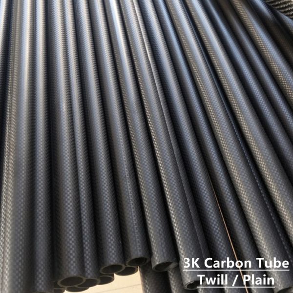 Twill Weave Carbon Fiber Rods And Tubes , Shinning 3K Carbon Fiber Tube
