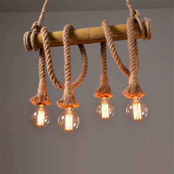 Vintage Rope pendant light Personality Loft  for Kitchen Cafe Bar Decor bamboo pendant light(WH-VP-74)