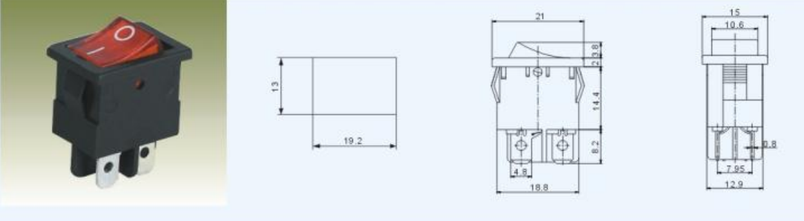 MIRS-201 / MIRS-201(A) / MRS-201-2 / MRS-201(A)-2  DPST 4P Black Miniature Electrical Switches 3 Amp 125 Volt CE ROHS