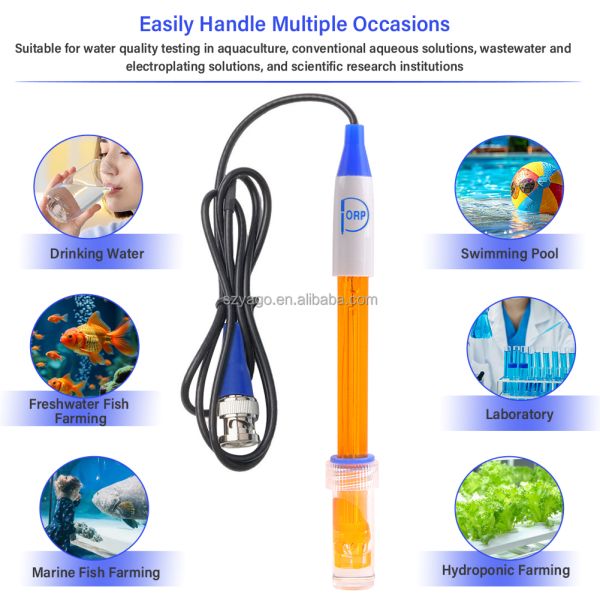 ORP Electrode Sensor with ±5mV Accuracy, 0~1500mV Range, and IP65 Protection for Wastewater & Lab Use