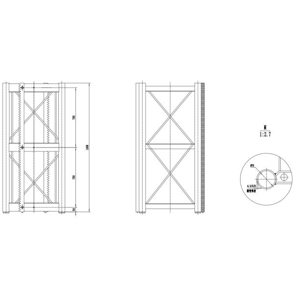 Three Hex Socket Screws Steel Pipes 6.0mm Mast Section For Building Hoist