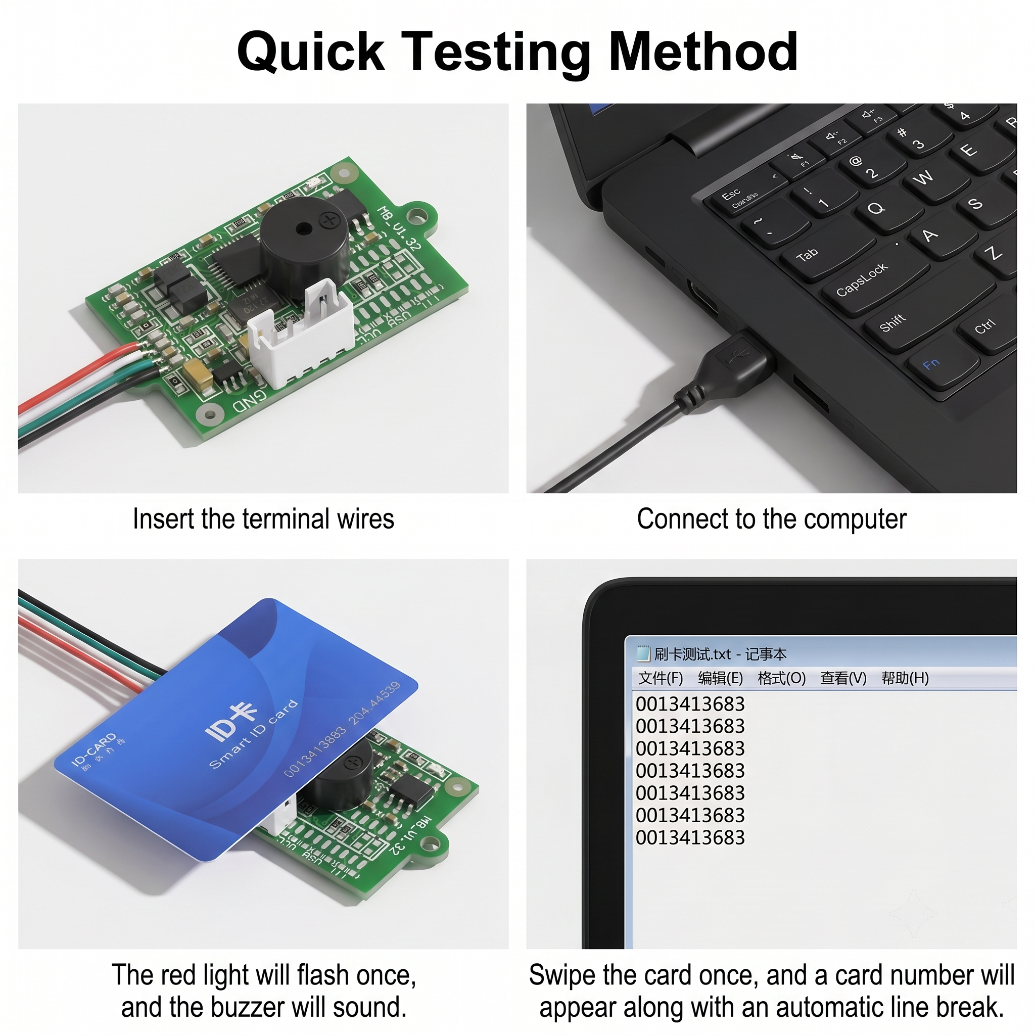 JP-M8-WD-UH-00 RFID ISO14443A IC Card Reader Module USB UART TTL RS232 On‑board Antenna 3‑5cm Reading Distance