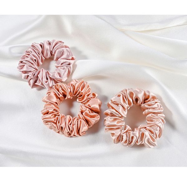 100% Pure Mulberry Silk Pink Oversized Scrunchies Silk Hair Ties Elastics Ponytail Holder