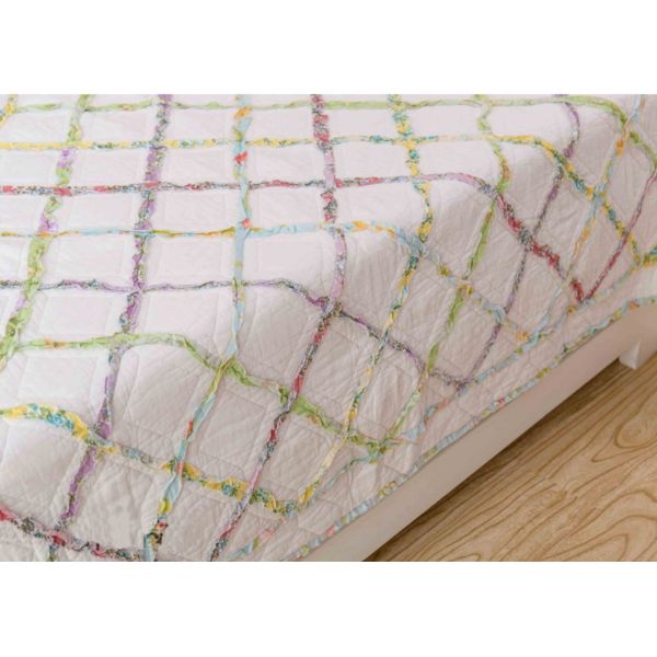 Geometric Full Size Quilt 3pcs Country Style Handmade Patchwork Quilt Bedding Sets