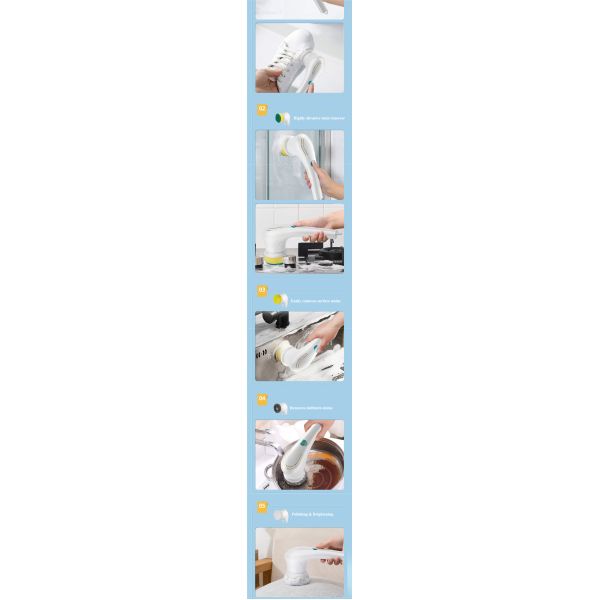 Replaceable Brush Heads Handheld Cleaning Brush for Electric Spin Scrubber in Kitchen