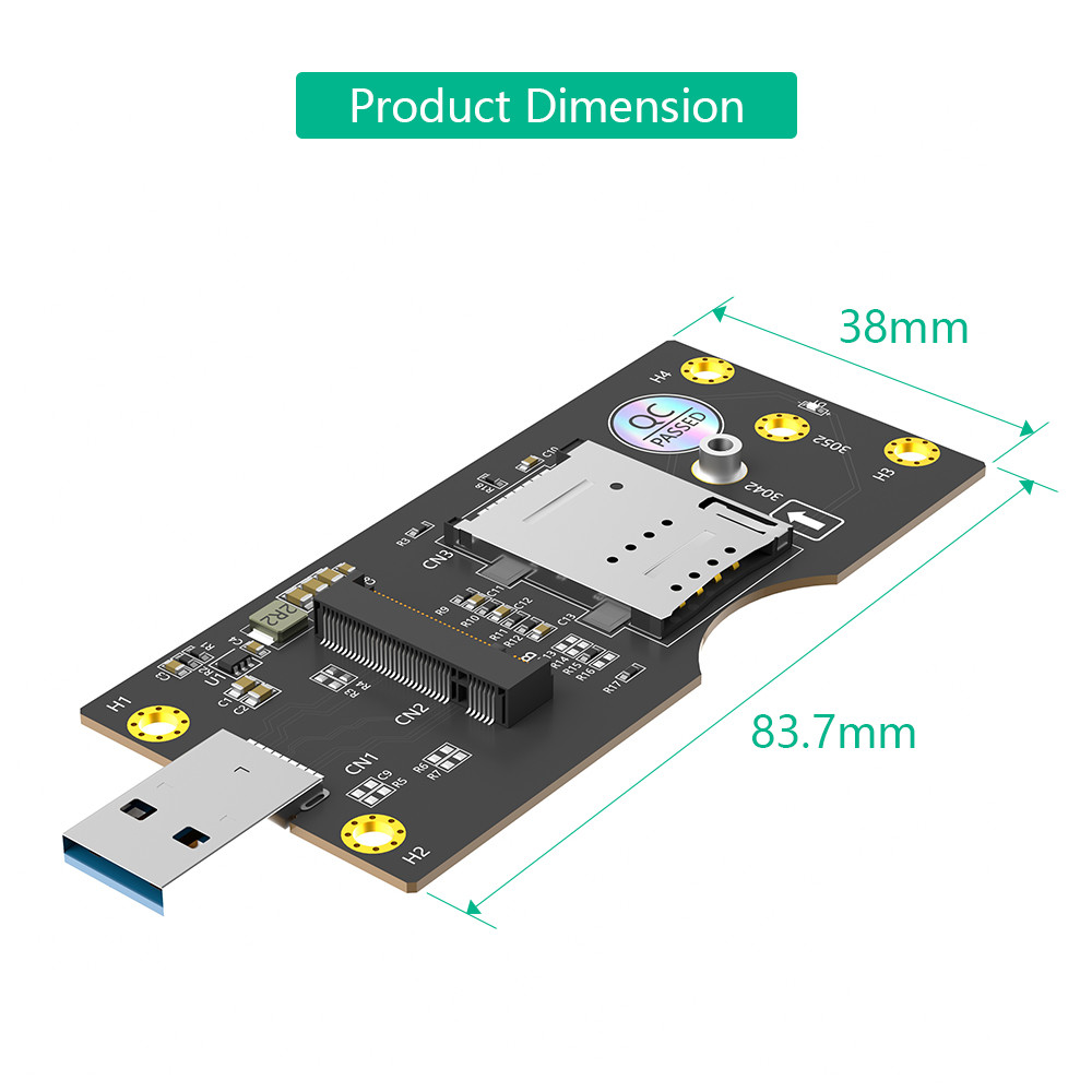 USB 3.0 Type-A Connector To M.2 NGFF Key-B Wireless Adapter Card 1 Стандартный слот SIM для 5G 4G LTE WWAN GSM Модемный модуль